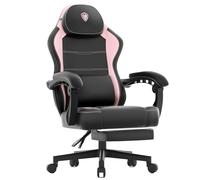 Dowinx Chaise de gamer, ergonomique, avec soutien lombaire, en cuir synthétique et polycarbonate, dossier élargi, charge maximale de 150 kg, rose