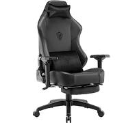 Dowinx Chaise de gaming avec accoudoirs 4D, en cuir synthétique, avec appui-tête et soutien lombaire ergonomique, avec repose-pieds, 400 kg, noire