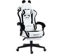 Dowinx Chaise de gaming - Édition Panda - Ergonomique - Avec dossier haut et soutien lombaire - En cuir synthétique - Repose-pieds