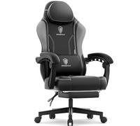 Dowinx Chaise Gamer Racing - avec Coussin de Printemps - Ergonomique - avec Massage Lombaire - en Cuir synthétique - Dossier élargi - 150 kg - Gris
