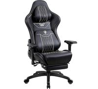 Dowinx Chaise Gaming avec accoudoirs 4D - Ergonomique - avec Repose-Pieds - en Cuir synthétique - Soutien Lombaire Confortable - Grand et Haut - 180 kg,Noir
