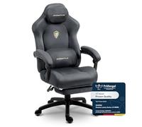 Dowinx Chaise Gaming Ergonomique avec Coussin Lombaire Massant Réglable, Fauteuil Gamer en Velours, Assise Épaissie, Repose-Pieds Rétractable, Accoudoirs Réglables, Dossier Inclinable 160°, Gris