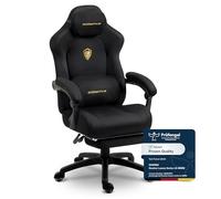 Dowinx Chaise Gaming Ergonomique avec Coussin Lombaire Massant Réglable, Fauteuil Gamer en Velours, Assise Épaissie, Repose-Pieds Rétractable, Accoudoirs Réglables, Dossier Inclinable 160°, Noir