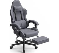 Dowinx Chaise Gaming Ergonomique, Fauteuil Gamer en Tissu Respirant avec Coussin Confortable à Ressorts Ensachés, Siège Gaming avec Appui-Tête et Repose-Pieds Rétractable, 150 kg, Gris