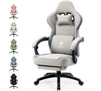 Dowinx Chaise Gaming Tissu avec Coussin à Ressorts ensachés, Fauteuil de Gamer Massage avec Repose-Pieds, Chaise Ergonomique pour PC Gamer Chaise de Bureau capacité de Charge 150 kg, Gris