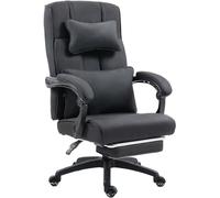 Dowinx Fauteuil de bureau ergonomique avec repose-pieds - Appuie-tête lombaire réglable - En tissu - Pivotant - Avec dossier haut - 150 kg - Noir