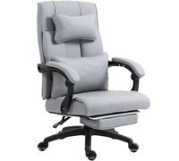 Dowinx Fauteuil de bureau ergonomique avec repose-pieds - Vertèbres lombaires réglables et appuie-tête - Chaise de bureau ergonomique avec dossier haut - 150 kg - Gris