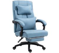 Dowinx Fauteuil de bureau ergonomique avec repose-pieds - Vertèbres lombaires réglables et appuie-tête - Chaise de bureau ergonomique pivotante avec dossier haut - 150 kg - Bleu