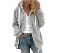 Down Manteau pour femme Grande taille Couleur unie Pull en laine chaude Manteau en peluche Fermeture éclair Top Parka fonctionnelle pour femme, gris, 5XL