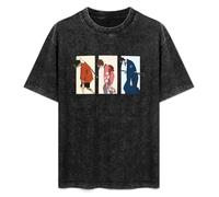 Down Samurai Champloo Fuu Mugen Jin Men and Women Vintage Washed Short Sleeve T-Shirt Streetwear Loose Casual Size M