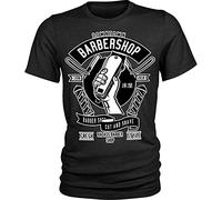 Down Town Barber Shop T-Shirt T-Shirt Mens Black(Medium)