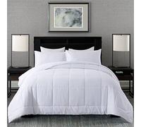 DOWNCOOL Ensemble de Couette 2 pièces pour lit Simple - Couette matelassée Alternative légère en Duvet avec 1 taie d'oreiller - Ensemble de Couette (Blanc, 162,6 x 223,5 cm)