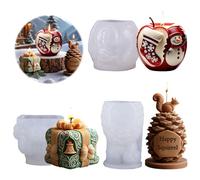 DOWNDRIFT Lot de 4 moules en silicone pour bougeoirs - Moules en silicone pour Noël - Maison - Bougeoir - Moules en silicone - Maisons (3)