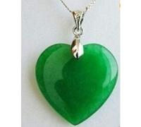DOWNER Bijoux Pendentif Collier de Jade, Collier Pendentif en Jade Naturel Sculpture amulette Porte-Bonheur, Pendentif/Collier en Argent en Forme de Coeur de Jade Vert