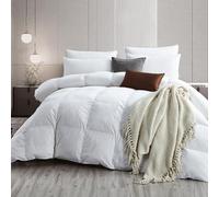 DOWNFOCUS Couette confort 135 x 200 cm, 100 % coton avec garnissage en duvet et plumes, Oeko-Tex, certifié RDS pour le bien-être des animaux, pour toute l'année, 135 x 200 cm, blanche