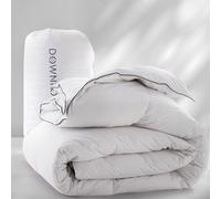 DOWNFOCUS Couette confortable 220 x 240 cm, 100 % coton avec garnissage en duvet et plumes, Oeko-Tex, RDS pour le bien-être des animaux, pour toute l'année, 220 x 240 cm, blanche