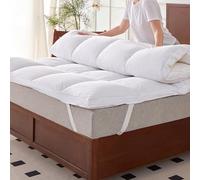 DOWNFOCUS Surmatelas 160 x 200 cm en 100 % plumes de Goose, hauteur 7 cm avec surmatelas en plumes Goose, housse 100 % coton, housse en duvet, certifié Öko-Tex 100 classe 1, Downpass