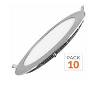 Downlight Dalle LED Extra Plate Ronde ALU 18W - Pack de 10 - Blanc Chaud 2300K - 3500K