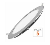 Downlight Dalle LED Extra Plate Ronde ALU 18W - Pack de 5 - Blanc Chaud 2300K - 3500K