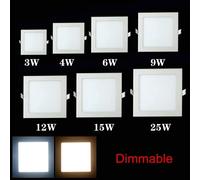 Downlight LED à intensité variable 3W 4W 6W 9W 12W 15W 25W Spot LED carré AC85 ~ 265V plafonnier intérieur encastré Downlight