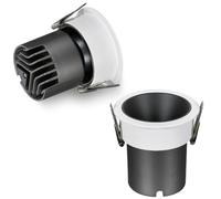 Downlight LED encastré 2 PACK, découpe 75mm, câblé, plafond COB réglable Spot Light, lampe réflectrice profonde anti-éblouissement, dissipateur de chaleur en aluminium Noir-10W Blanc chaud