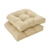 downluxe Lot de 2 Coussins de Chaise d'extérieur touffetés imperméables et surrembourrés en Mousse à mémoire de Forme pour Meubles de terrasse - 48,3 x 48,3 x 12,7 cm - Kaki