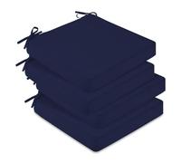 downluxe Lot de 4 Coussins de Chaise d'extérieur imperméables en Mousse à mémoire de Forme avec Attaches réglables et poignée Portable pour Meubles de Patio - 48,3 x 48,3 x 7,6 cm - Bleu Marine