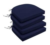 downluxe Lot de 4 Coussins de siège Ronds imperméables pour intérieur/extérieur, 43,2 x 40,6 x 5,1 cm, Bleu Marine