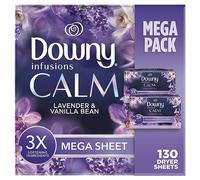 Downy Infusions Mega Lot de 130 feuilles d'assouplissant pour linge Calme, lavande et gousse de vanille