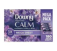 Downy Infusions Mega Lot de 180 feuilles d'assouplissant pour linge Calme, lavande et gousse de vanille (3 boîtes de 60 feuilles)