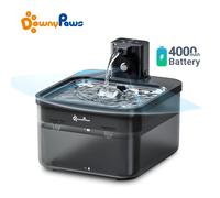 DownyPaws 2,5 L fontaine d'eau automatique en acier inoxydable pour chat 4000 mAh abreuvoir sans fil pour animaux de compagnie batterie et capteur distributeur 2 en 1 Standard Kit