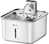 DownyPaws Fontaine à Eau pour Chat INOX sans Fil, 3 L, Quiet Pump, Blanc