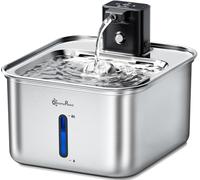 DownyPaws Fontaine à Eau pour Chat sans Fil avec Batterie 4000mAh, Fontaine a Eau Chat Silencieuse INOX Detecteur de Mouvement