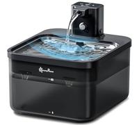 DownyPaws Fontaine à Eau sans Fil, à Pile 4000mAh, Détecteur de Mouvement, sans Électricité avec Plateau en Acier Inoxydable, Noir