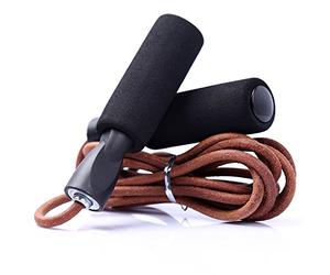 Dowoa Corde à Sauter, Corde à Sauter en Cuir réglable, équipement d'exercice aérobie avec Cordes à Sauter antidérapantes et à Mousse pour l'endurance de Fitness