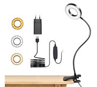 dowowdo 48 LED Flexible 360° Clip-on Desk Lamp, 3 Lighting Modes & 10 Brightness Levels, USB LED for Study and Work, Black [Energy Class E]