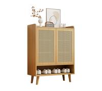 dowowdo Armoire à chaussures en rotin - Meuble de rangement étroit avec 2 portes et 5 compartiments - Pour couloir et salon - Aspect chêne - 80 x 35 x 105 cm