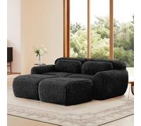 dowowdo Canapé d'angle modulaire 5 places | Réglable en forme de L et en U | Avec tabouret | Salon spacieux | Housse en coton lin et ressorts | Confortable | Couleur : beige