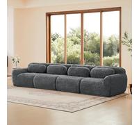 dowowdo Canapé-lit modulaire, 4 places, gris, avec fonction couchage, canapé d'angle XXL, antidérapant, sans montage, tissu peluche de qualité supérieure, mousse 32D, idéal pour la famille et les