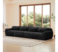 dowowdo Canapé-lit modulaire 4 places | Tissu peluche de qualité supérieure, mousse 32D et fonction sommeil, système d'assise XL avec fonction lit, canapé sans montage, pour salon, chambre à coucher