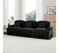 dowowdo Cloud Canapé 3 places en chenille, design mi-siège, avec accoudoirs entonnoirs et tablier à volants amovible, canapé moderne, avec fonction couchage