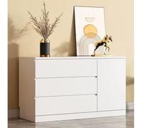 dowowdo Commode pour chambre à coucher, armoire de rangement blanche avec tiroir caché : armoire de lit avec plusieurs tiroirs profonds, fond solide - 120 x 40 x 75 cm