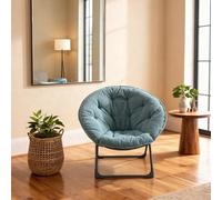 dowowdo Fauteuil de relaxation pliable bleu - Chaise lune douce avec rembourrage en laine de mouton - Fauteuil léger à plier pour salon, chambre à coucher et jardin