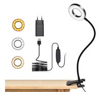 dowowdo Lampe de Lecture LED à Pince, Lampe de Bureau avec Bras Flexible 360°, 3 Modes & 10 Niveaux de Luminosité, Alimentation USB pour Lit, Bureau, École