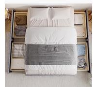 dowowdo Lit rembourré complet 160 x 200 cm et 180 x 200 cm - Cadre de lit avec 2 tables de chevet, 4 tiroirs et station de charge USB - Tête de lit en velours - Lampe de lecture - Lit de rangement