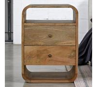 dowowdo Table de chevet avec 2 tiroirs - Commode en bois massif - Table de chevet pour chambre à coucher - Marron - Scandinave - Sans montage