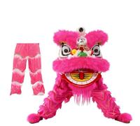 DowPie Costume de Danse du Lion Chinoise, pour Les fêtes, pour éloigner Les Enfants des écrans et Leur Faire Aimer Le Sport, Costume de Mascotte de Danse du Lion Pink-Singles