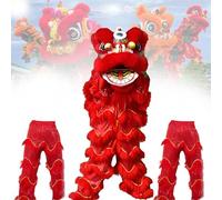 DowPie Costume de Danse du Lion Chinoise, pour Les fêtes, pour éloigner Les Enfants des écrans et Leur Faire Aimer Le Sport, Costume de Mascotte de Danse du Lion Red-Duos
