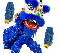 DowPie Costume de Danse du Lion Chinoise, pour Les fêtes, pour éloigner Les Enfants des écrans et Leur Faire Aimer Le Sport, Costume de Mascotte de Danse du Lion Blue-Duos