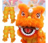 DowPie Costume de Mascotte de Danse du Lion, Cadeau Traditionnel Chinois pour Les Adolescents de 5 à 15 Ans, pour Les éloigner des écrans et Leur Faire Aimer Le Sport. Orange-Duos